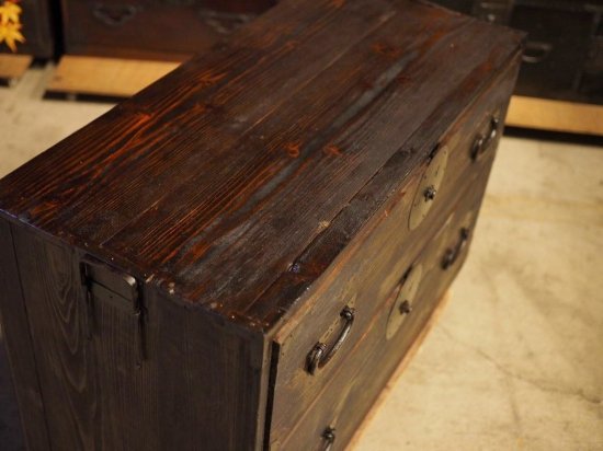 Old 100-year-old antique chest of drawers, low board, chest of drawers, Meiji era