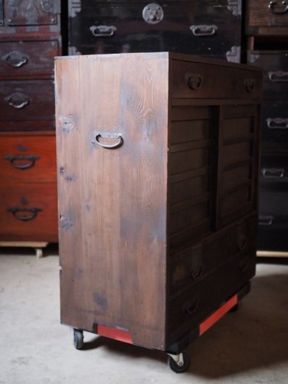 Japanese antique cabinet, 100-year old ledger chest, Meiji era