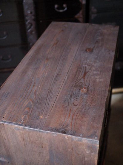 Japanese antique cabinet, 100-year old ledger chest, Meiji era
