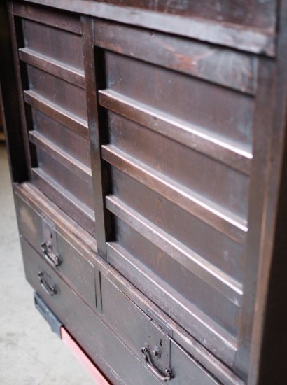 Japanese antique cabinet, 100-year old ledger chest, Meiji era