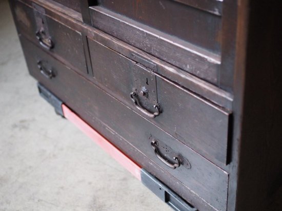Japanese antique cabinet, 100-year old ledger chest, Meiji era