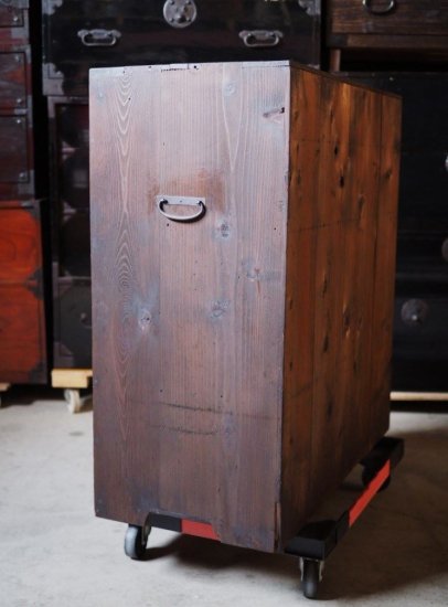 Japanese antique cabinet, 100-year old ledger chest, Meiji era