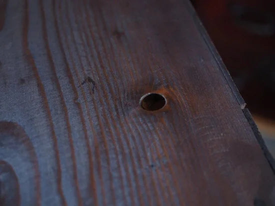 antique tea chest with maple leaf grain from the early Showa period.