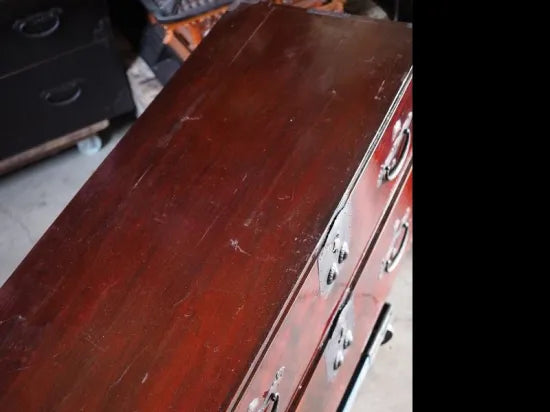 Antique lowboard made of Japanese zelkova wood from the Meiji period