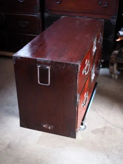 Antique lowboard made of Japanese zelkova wood from the Meiji period