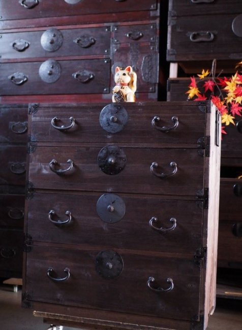 meiji period antique chest of drawers, 1880s-90s