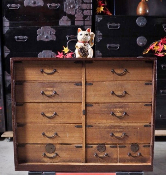 Three hidden boxes, chest of drawers, ledger chest, Meiji era