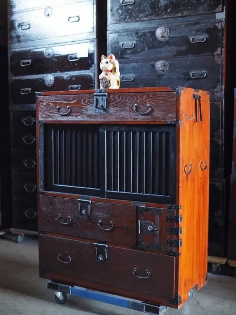 150-year-old antique accounting chest full of drawers from the early Meiji period