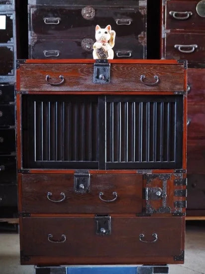 150-year-old antique accounting chest full of drawers from the early Meiji period