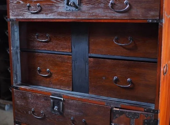 150-year-old antique accounting chest full of drawers from the early Meiji period