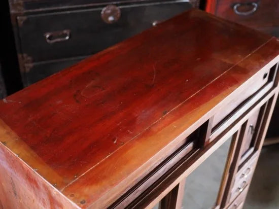 high-quality two-tiered tea chest made of zelkova wood from the early showa period