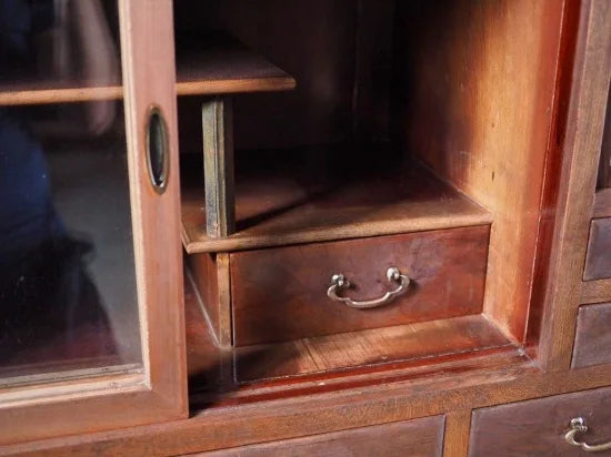 high-quality two-tiered tea chest made of zelkova wood from the early showa period