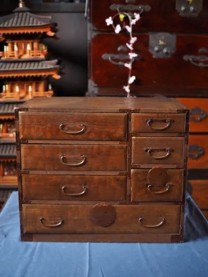A lovely antique chest of drawers made of chestnut wood from the Meiji period