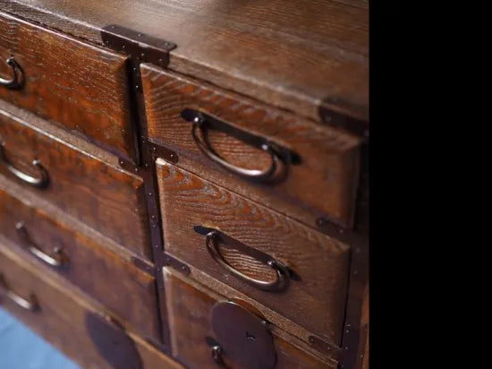 A lovely antique chest of drawers made of chestnut wood from the Meiji period